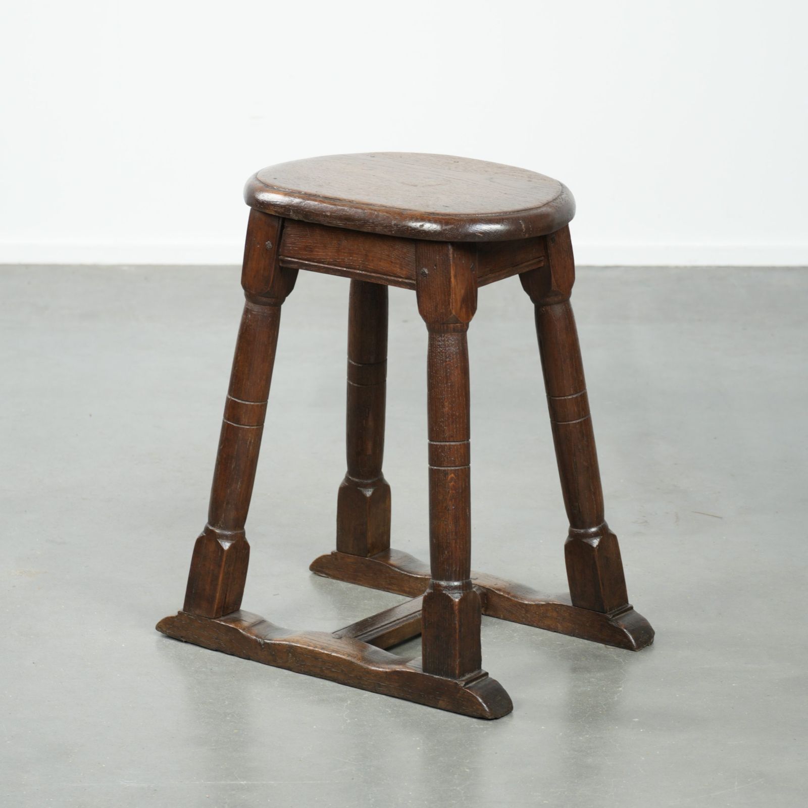 Exceptional Dutch Antique Oak Joint Stool From The Early 19th Century With A Charming Design
