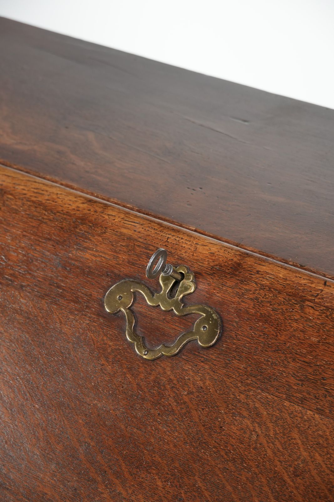 photo for sale Beautiful Antique English Secretary Desk From The 18th Century Made Of Oak With Original Fittings And 6 Drawers.