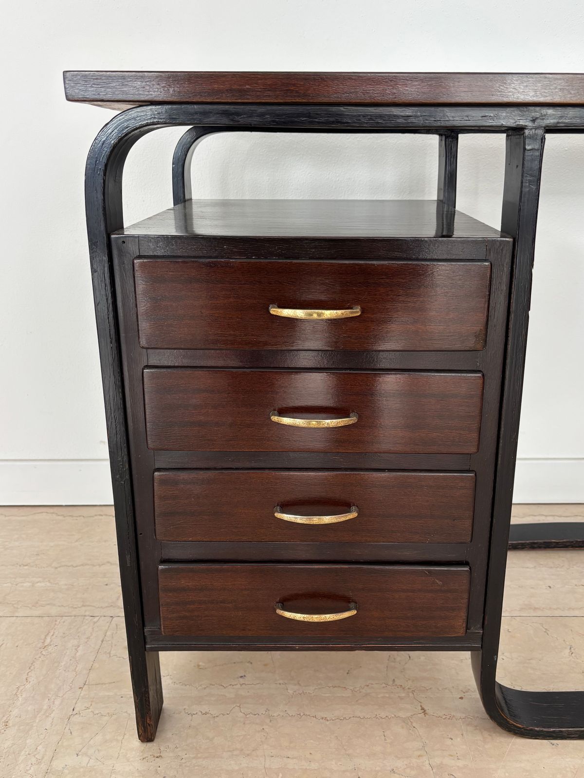 Giuseppe Pagano Pogatschnig Dark Wood Desk For Gino Maggioni, Italy 1940s photo 2600.0