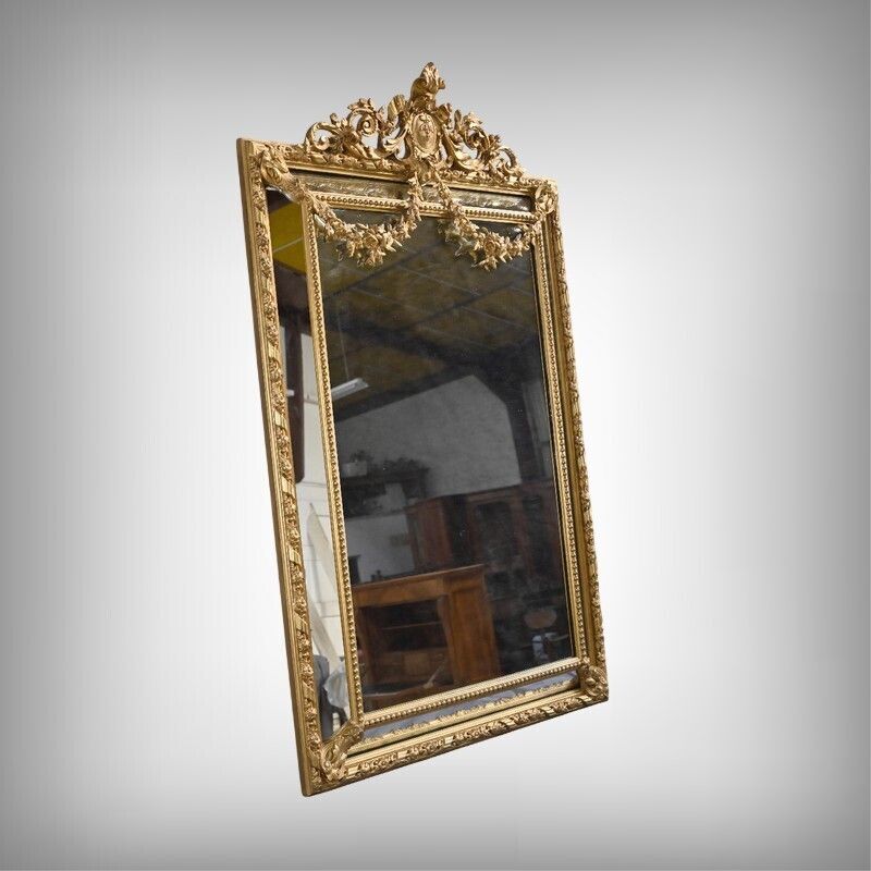 Important Louis XVI Style Mirror With Parclosed Panels – Late 19th Century photo furniture