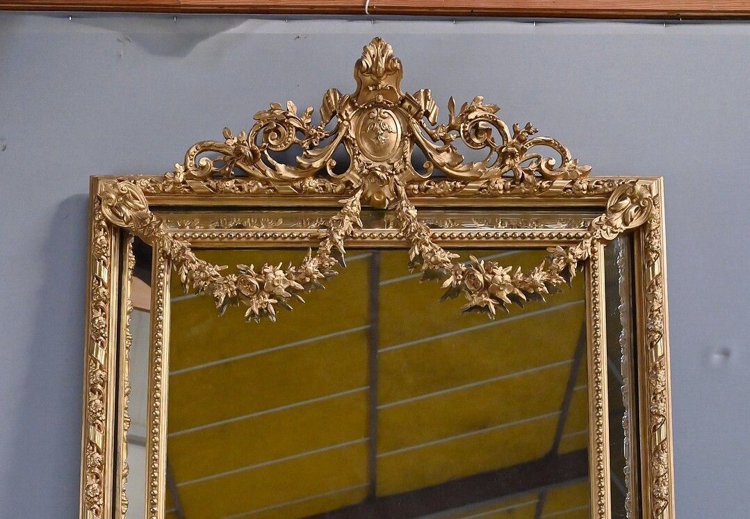 Important Louis XVI Style Mirror With Parclosed Panels – Late 19th Century photo 2630.0