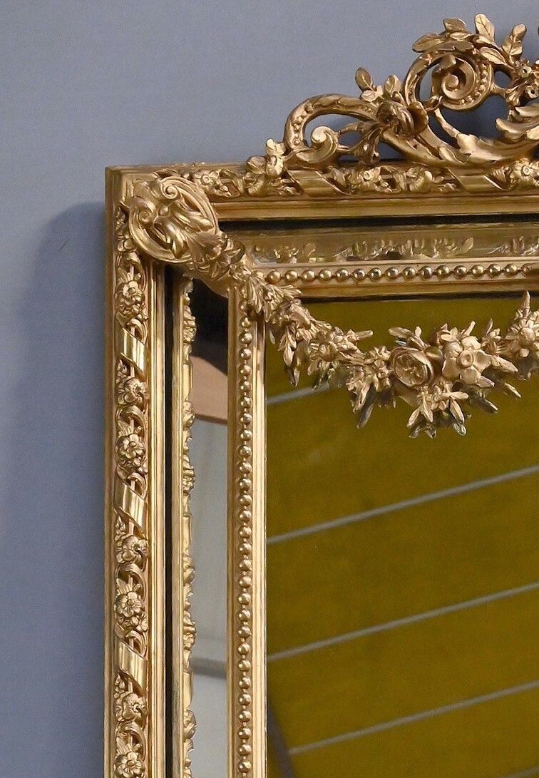 photo for sale Important Louis XVI Style Mirror With Parclosed Panels – Late 19th Century