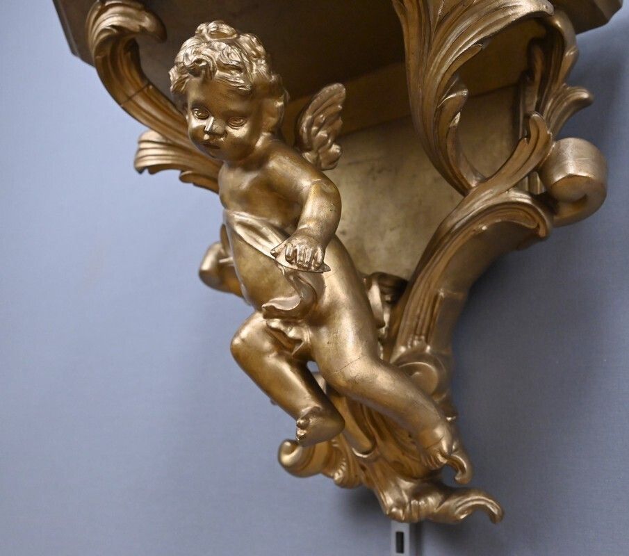 Pair Of Gilt Wood Wall Sconces – Late 19th Century photo vintage