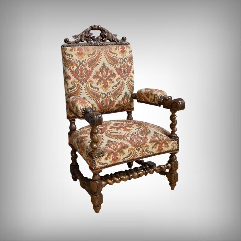 Oak State Chair, Louis XIII Style – Early 20th Century