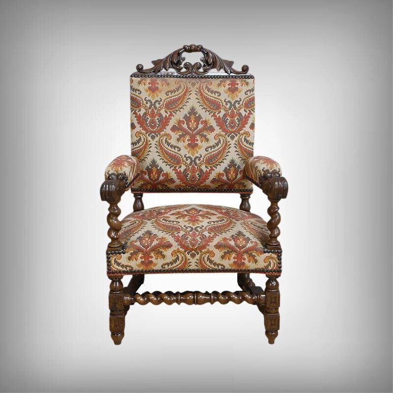 Oak State Chair, Louis XIII Style – Early 20th Century photo furniture