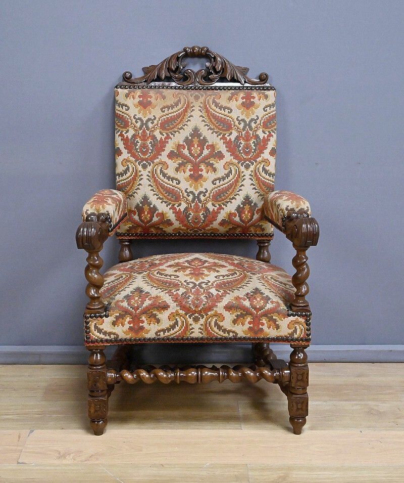 Oak State Chair, Louis XIII Style – Early 20th Century photo buy