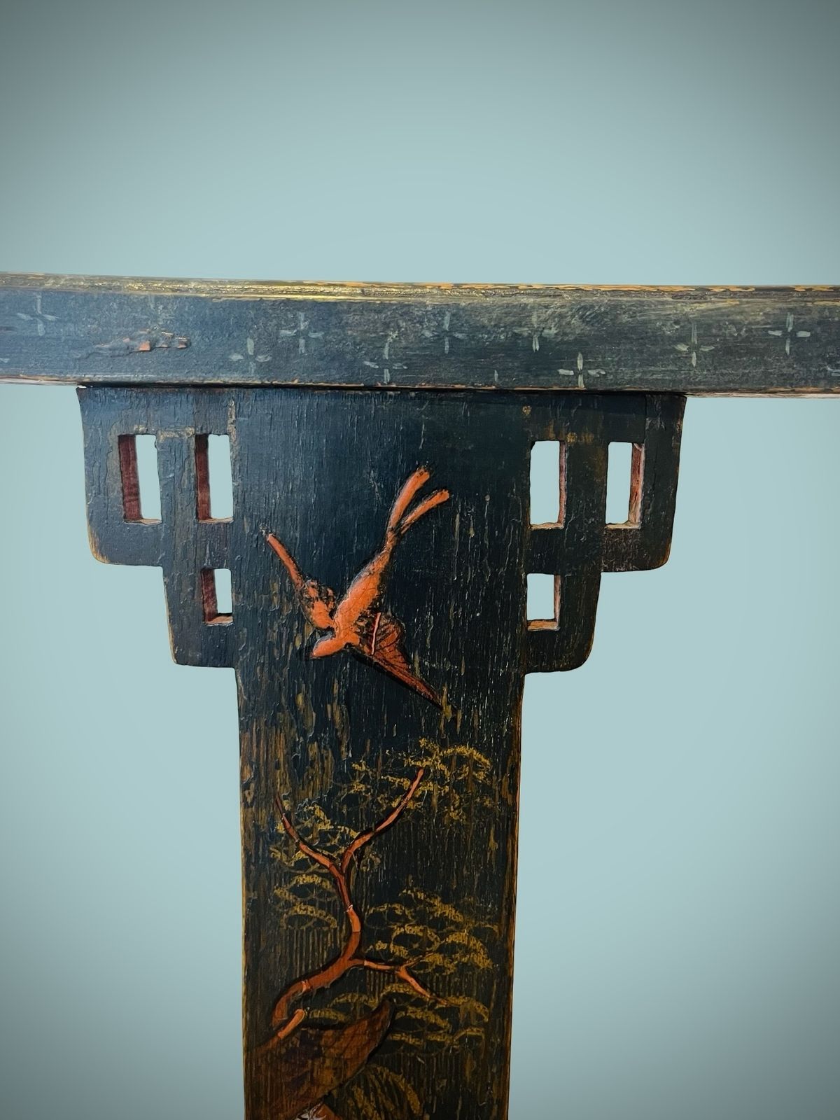 photo vinterior A Pair Of Good Aesthetic Period Chinoiserie Japanned Chairs C.1900 Antique
