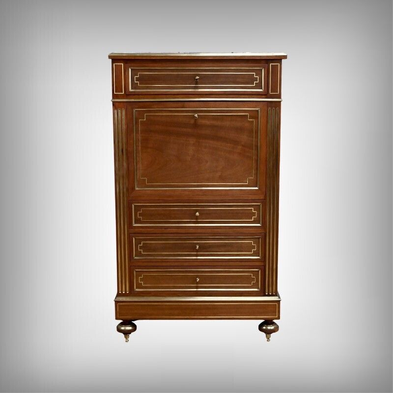 Mahogany Secretary Desk, Louis XVI Style, Napoleon III Period – Second Half Of The 19th Century photo furniture