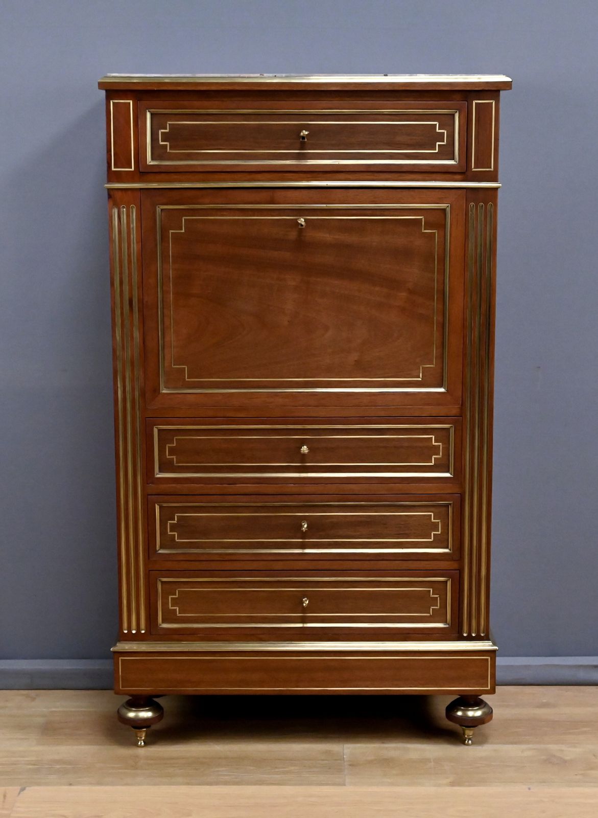 Mahogany Secretary Desk, Louis XVI Style, Napoleon III Period – Second Half Of The 19th Century photo vinterior