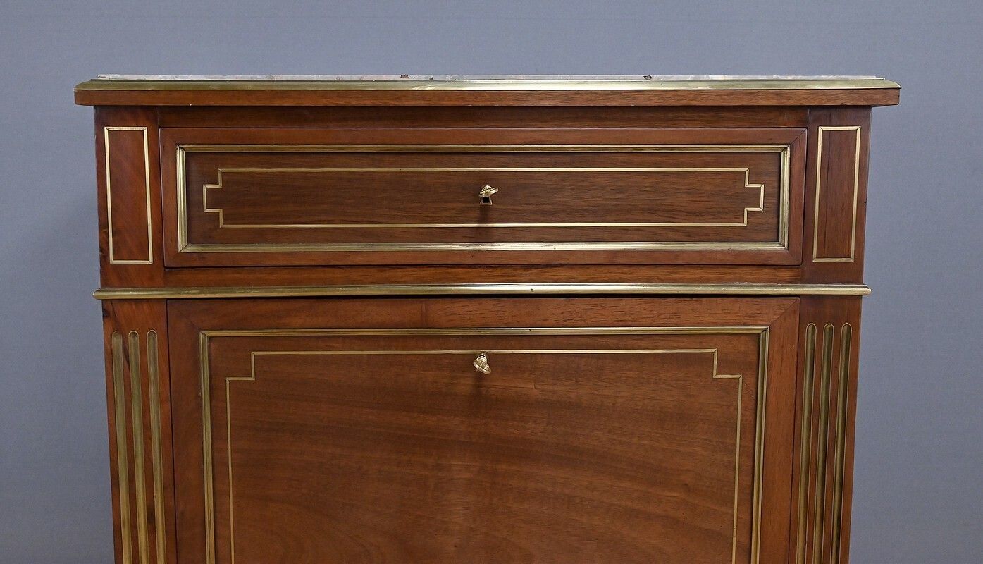 Mahogany Secretary Desk, Louis XVI Style, Napoleon III Period – Second Half Of The 19th Century photo buy