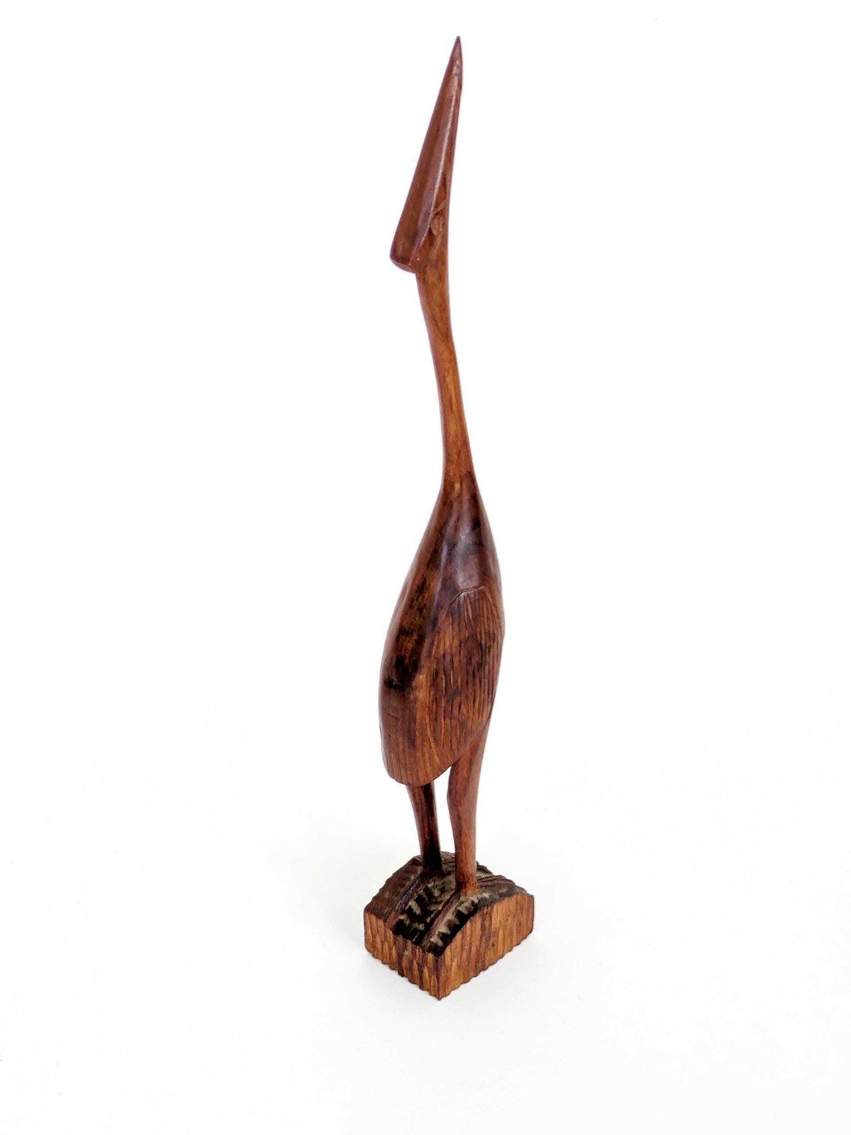 Midcentury Teak Crane Sculpture, 34.5 Cm Hand Carved Danish Style Bird Figurine, Scandi Decor photo Art