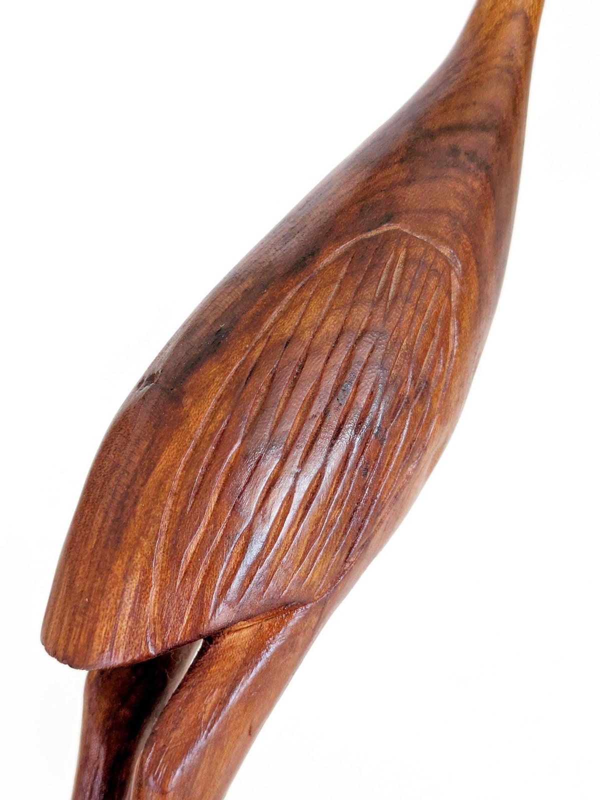 photo furniture Midcentury Teak Crane Sculpture, 34.5 Cm Hand Carved Danish Style Bird Figurine, Scandi Decor