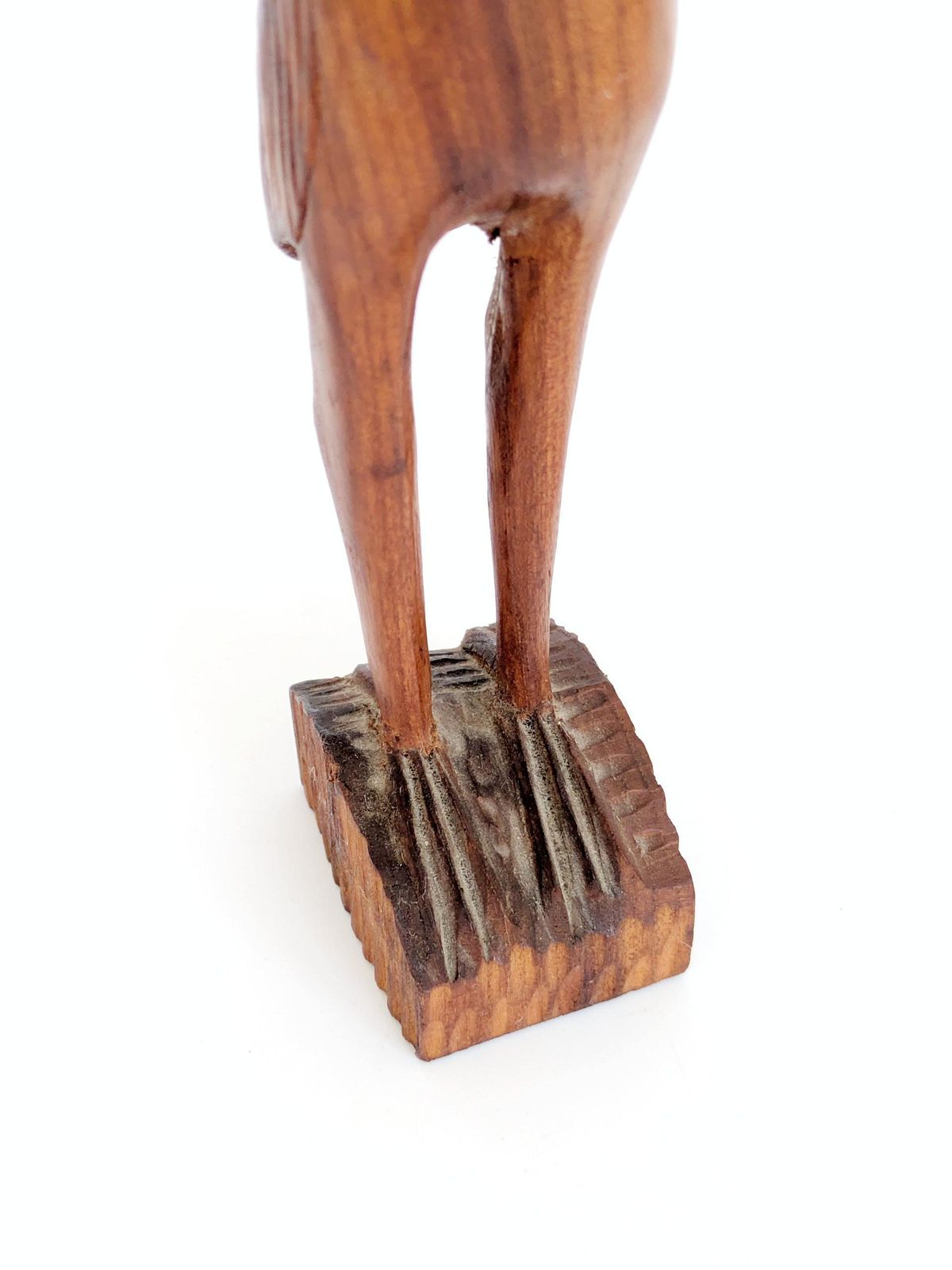 Art Midcentury Teak Crane Sculpture, 34.5 Cm Hand Carved Danish Style Bird Figurine, Scandi Decor photo