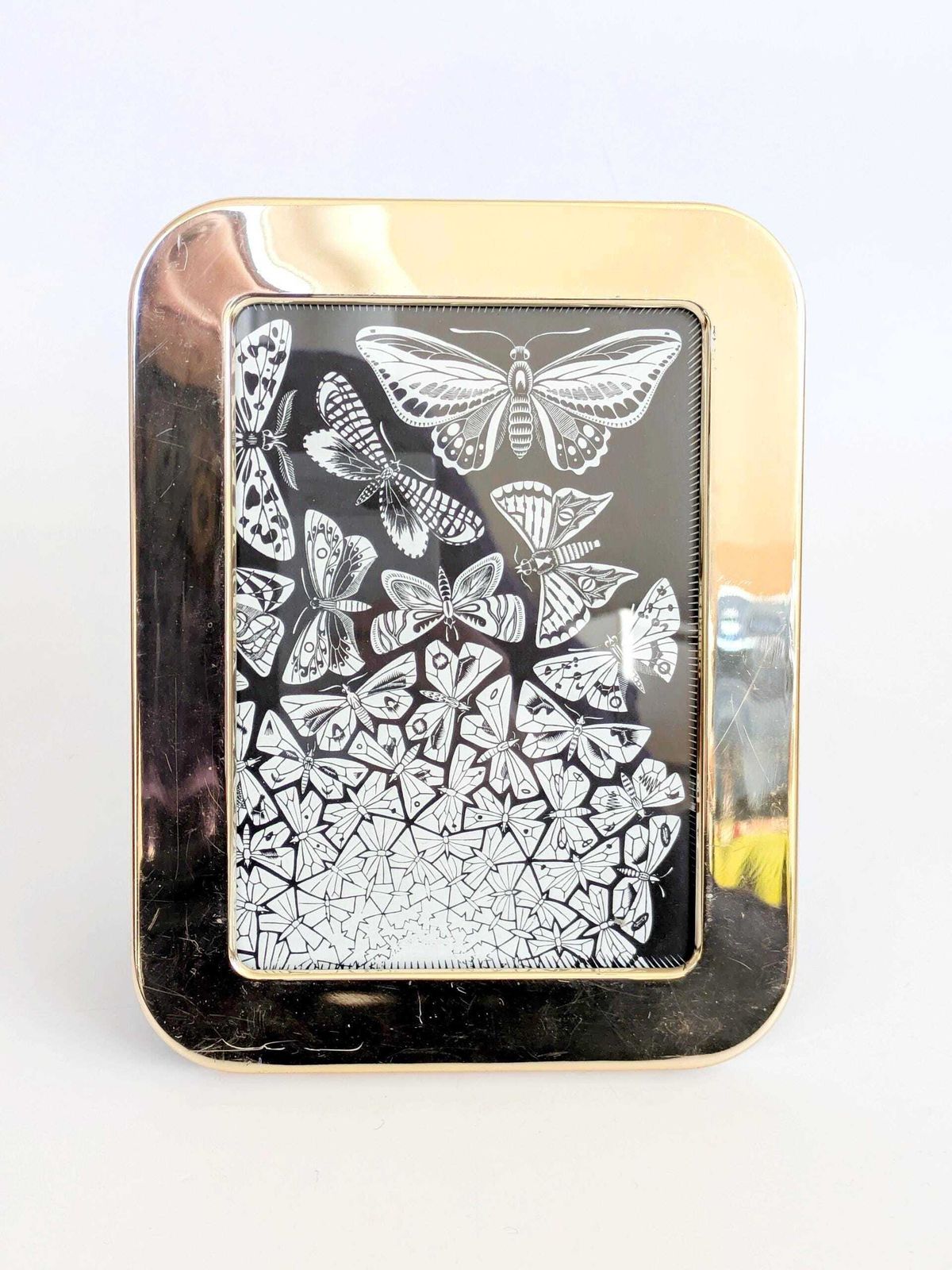 Set Of 3 Vintage Silver Brass Photo Frames, Art Deco, Y2k Style (13x18cm) photo buy