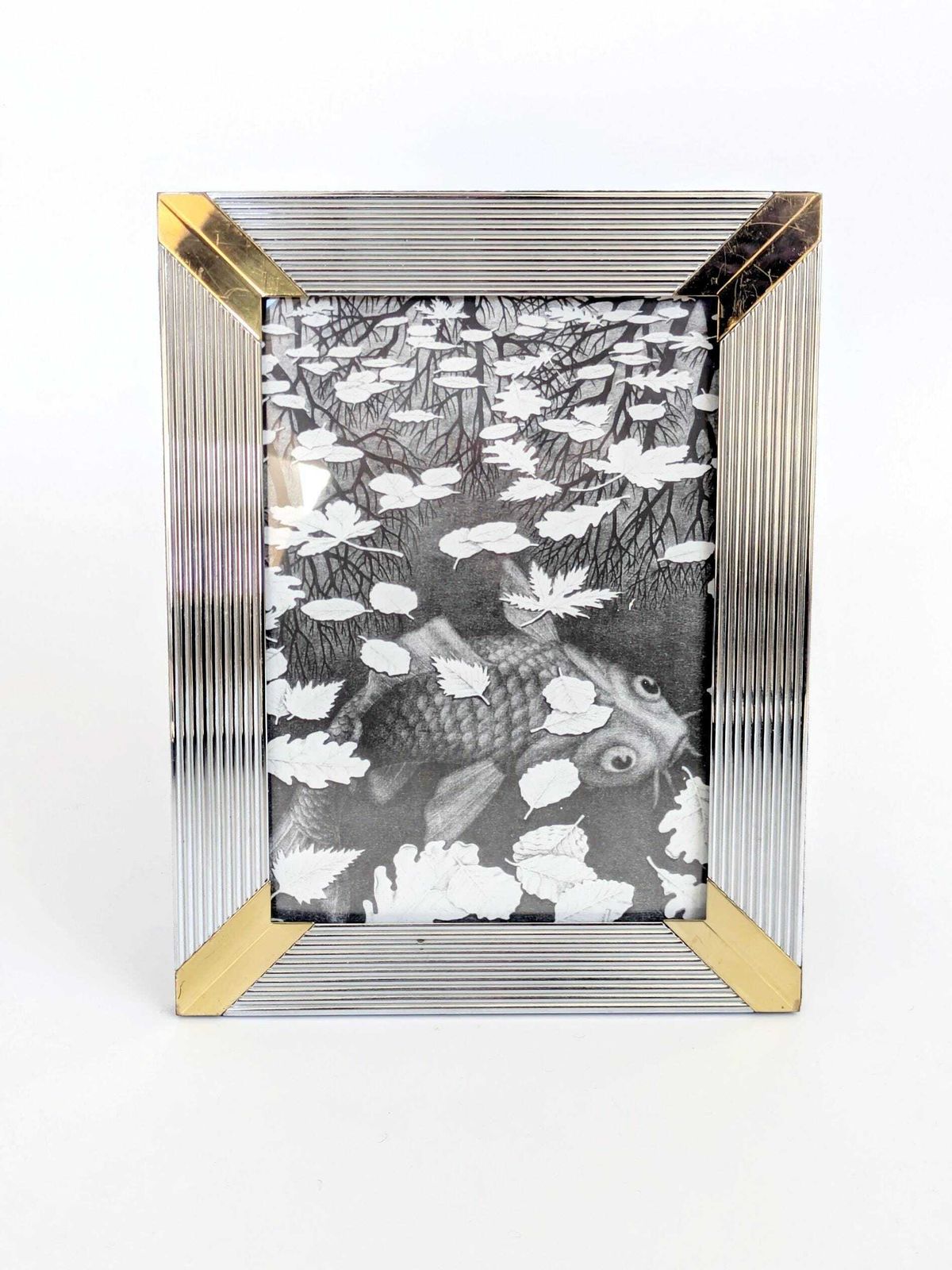 64.0 Set Of 3 Vintage Silver Brass Photo Frames, Art Deco, Y2k Style (13x18cm) photo