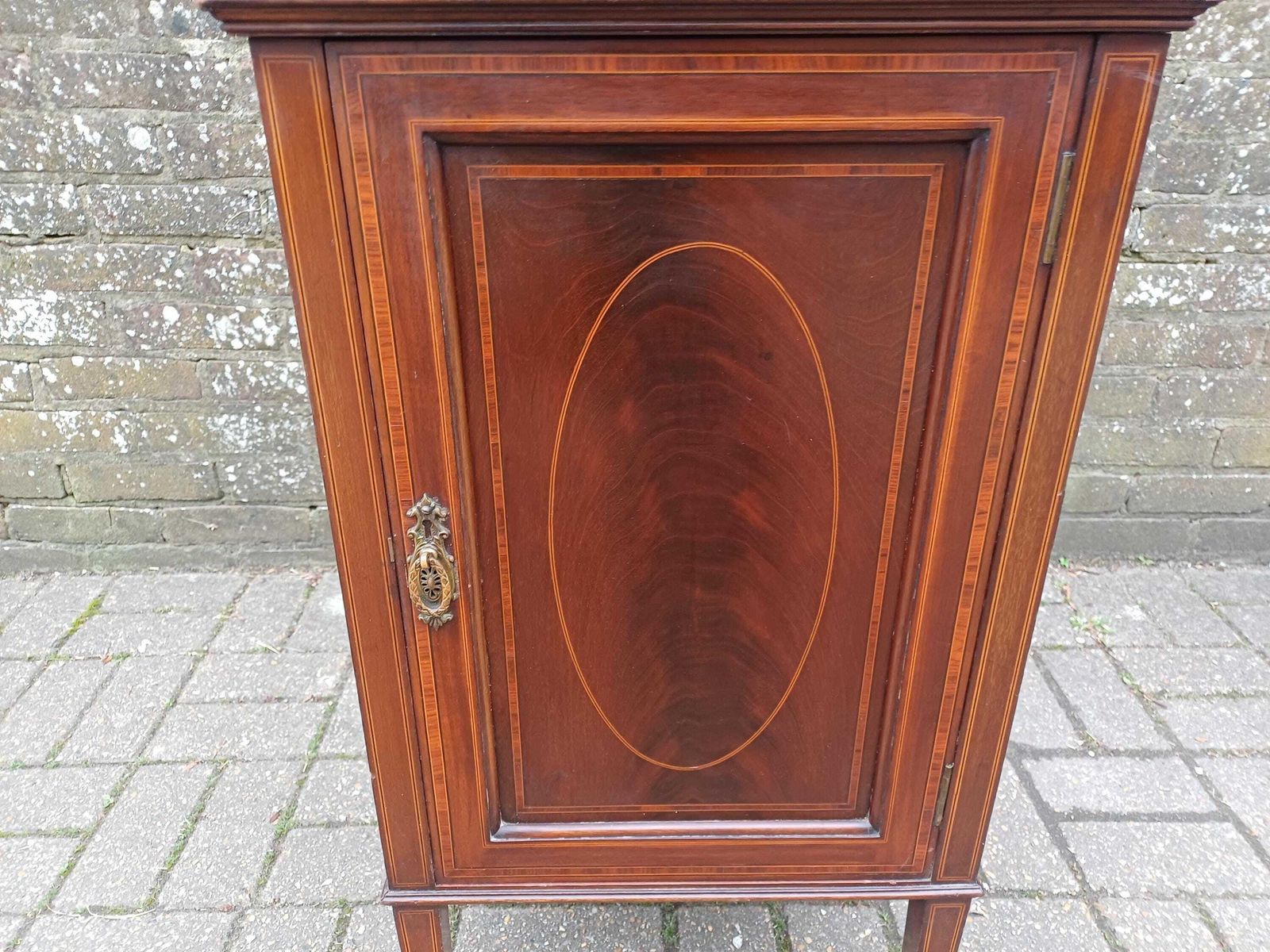 High Quality Antique Edwardian Inlaid Mahogany Bedside Or Side Cabinet Cupboard Inlaid. photo vintage