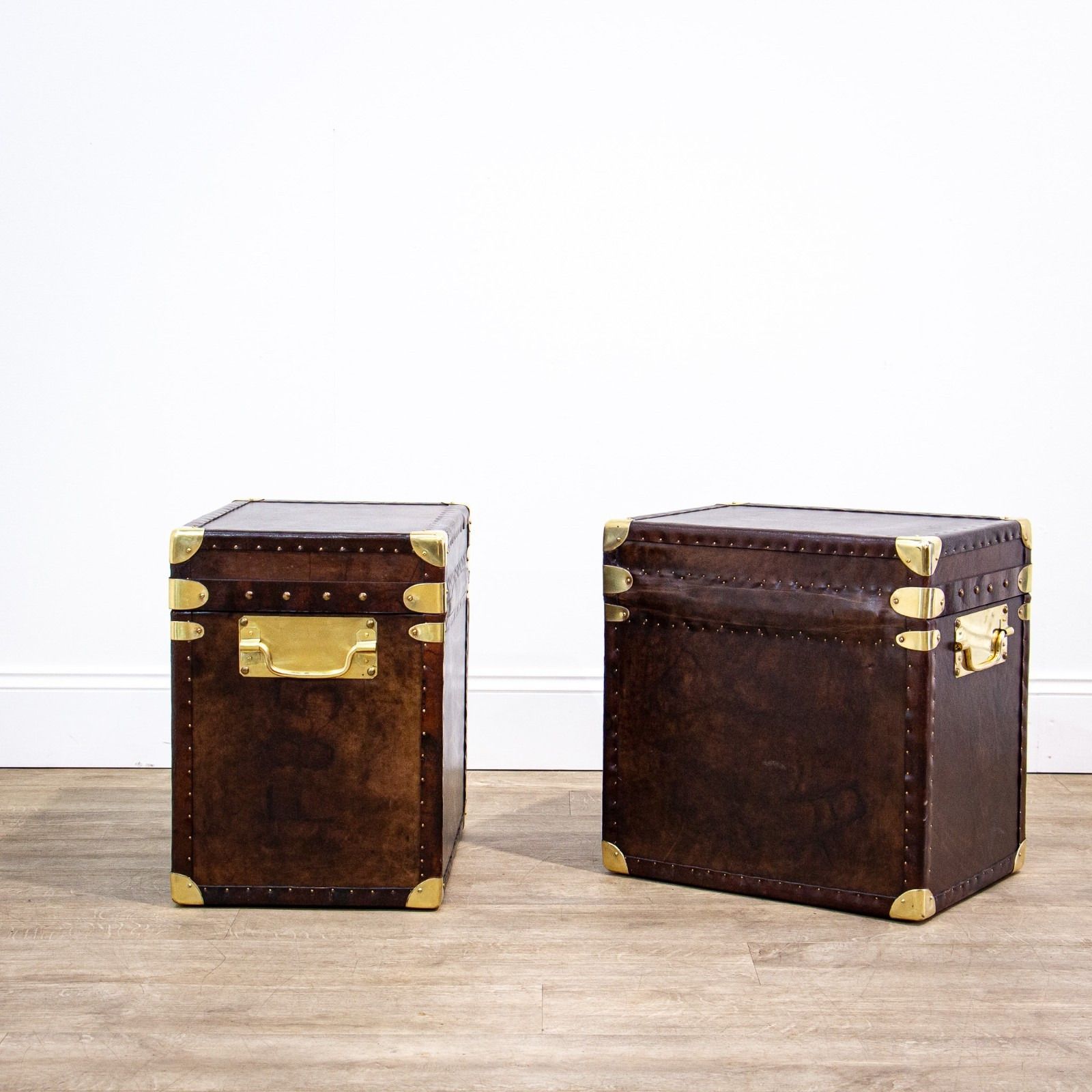 Pair Of Leather Trunks Or Storage Boxes photo Furniture