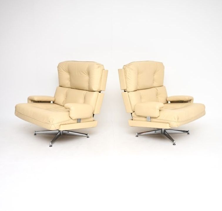 Pair Of Vintage Leather And Chrome Kohinoor Armchairs By Howard Keith photo vintage