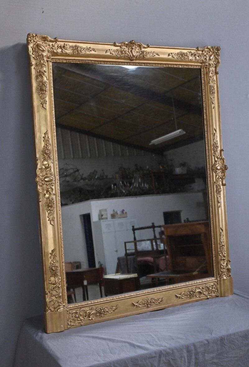 Important Gilded Wood Mirror, Restoration Style – 19th Century photo buy