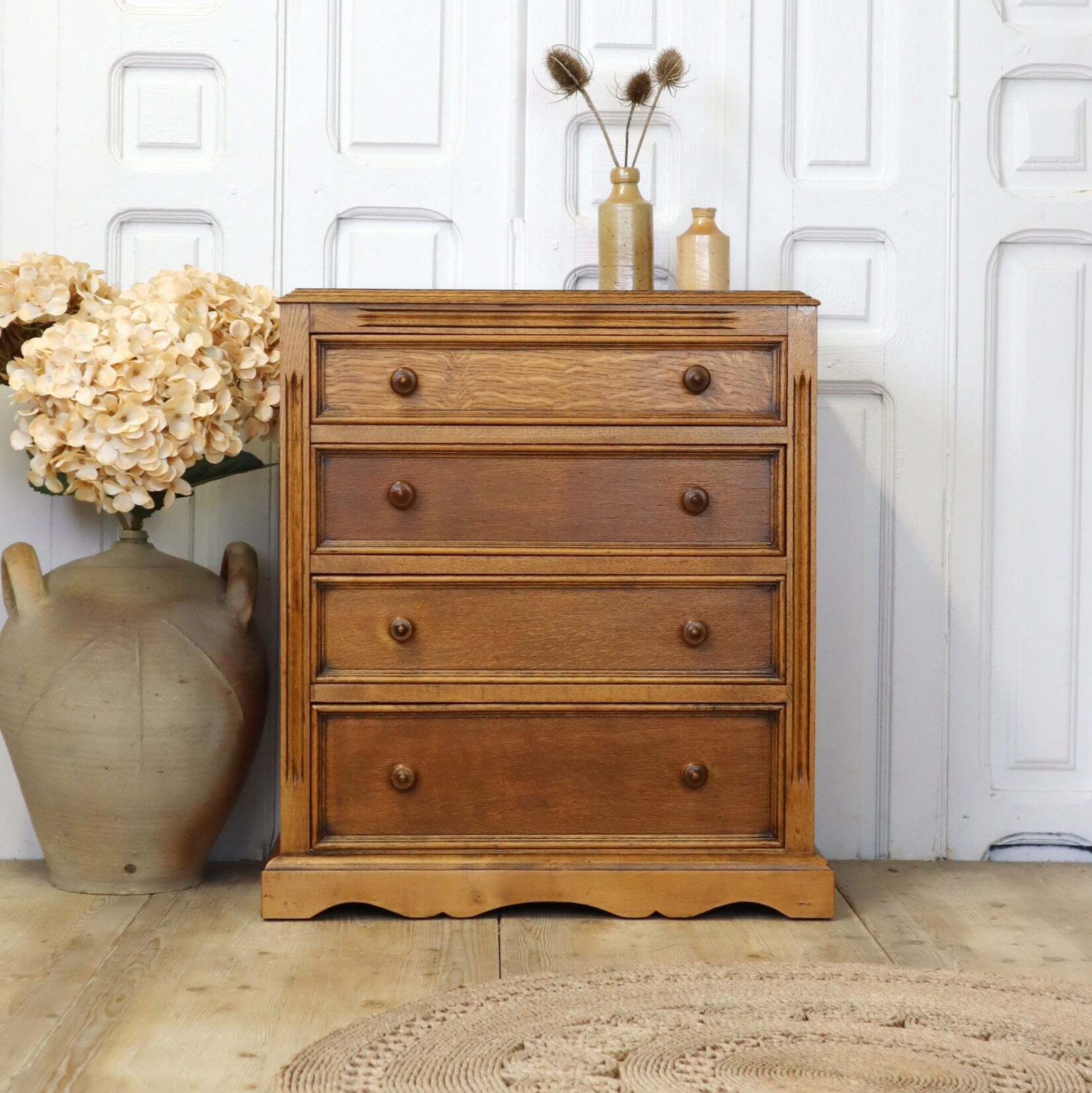 Small Vintage Oak Chest Of Drawers