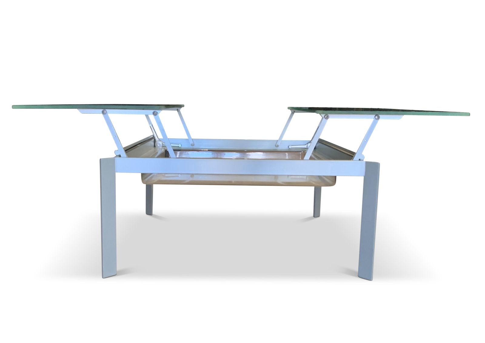 Knoll Design Metamorphic Modernist Square Metamorphic Extending Glass And Steel Coffee Table photo for sale