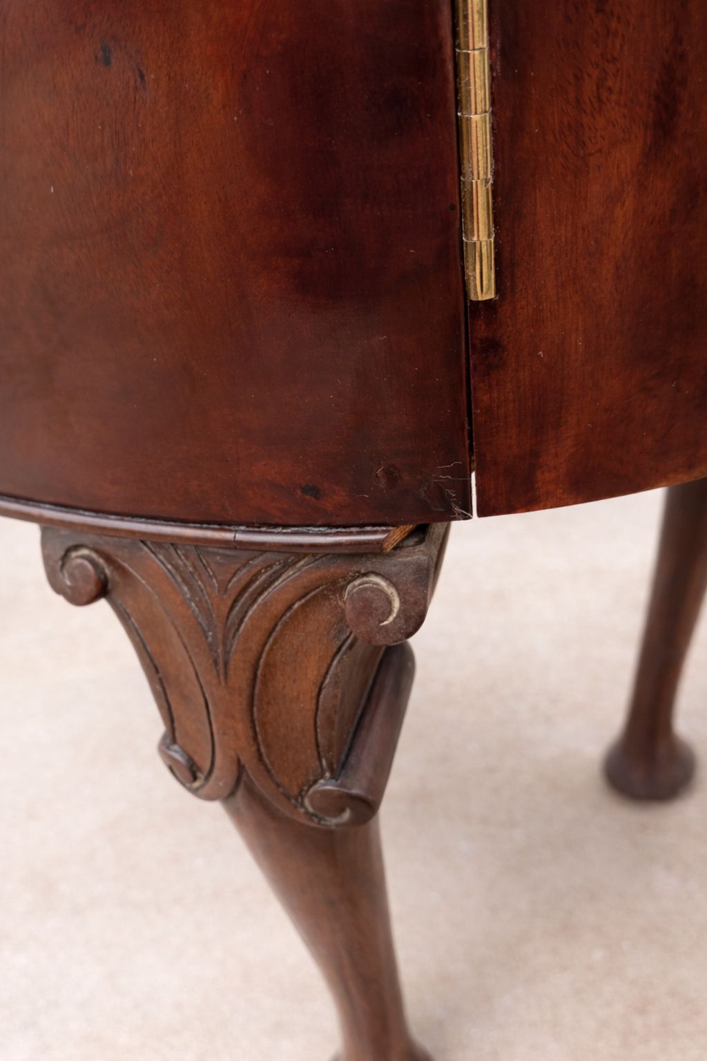 Edwardian Burr Walnut Demi Lune Cabinet / Pot Cupboard – C.1900 photo Furniture