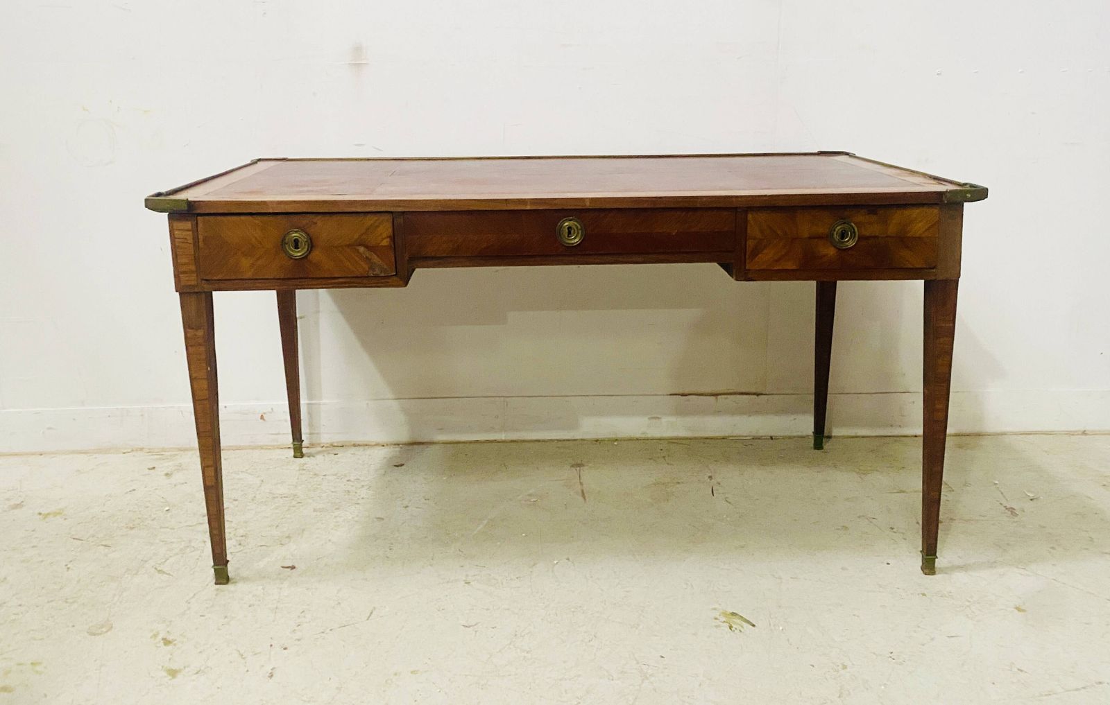 Louis XVI Flat Desk In Mahogany And Rosewood Veneer, 18th Century. photo for sale