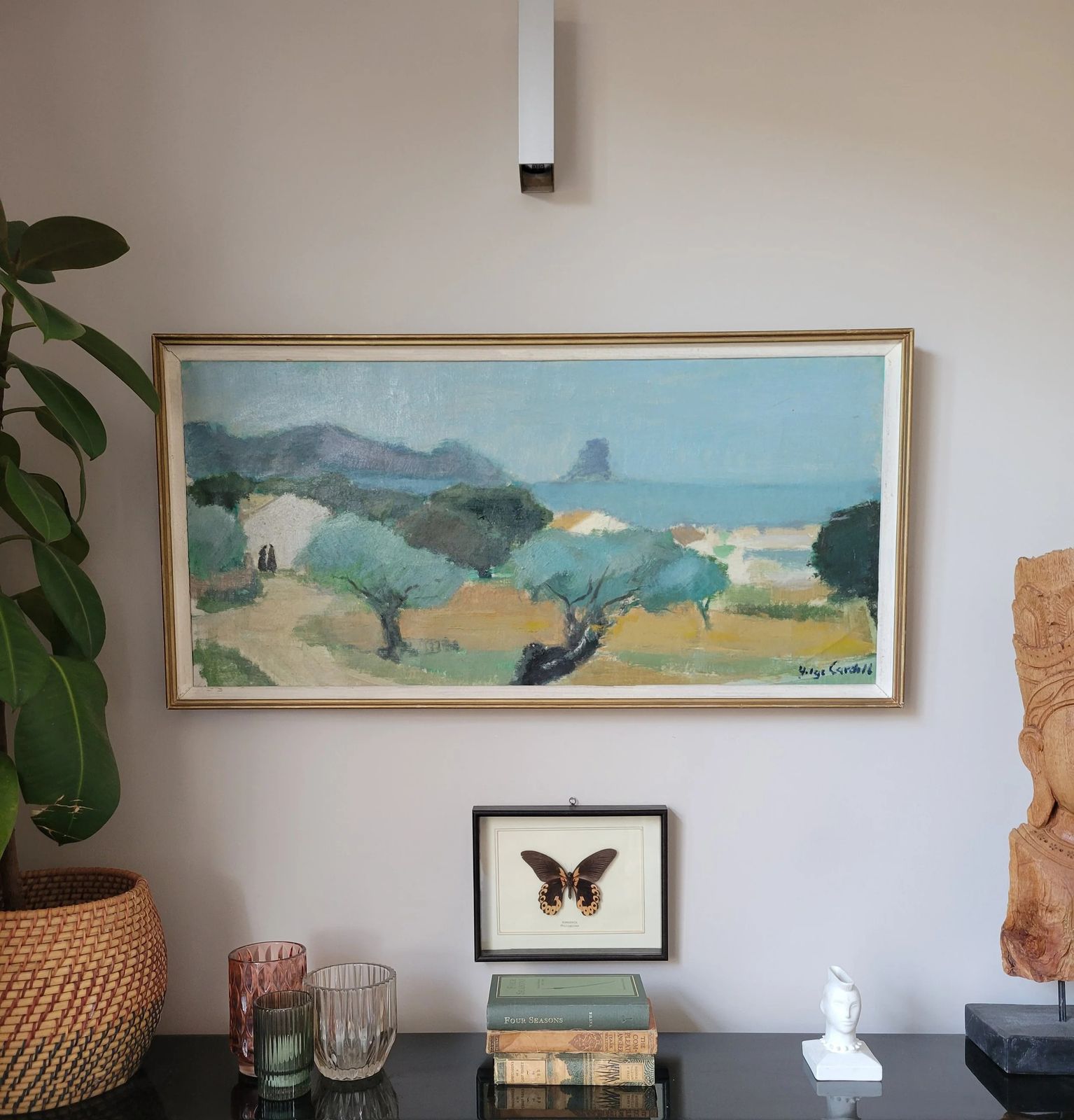 photo vintage Olive Grove Horizon  Large Original Mid Century Landscape