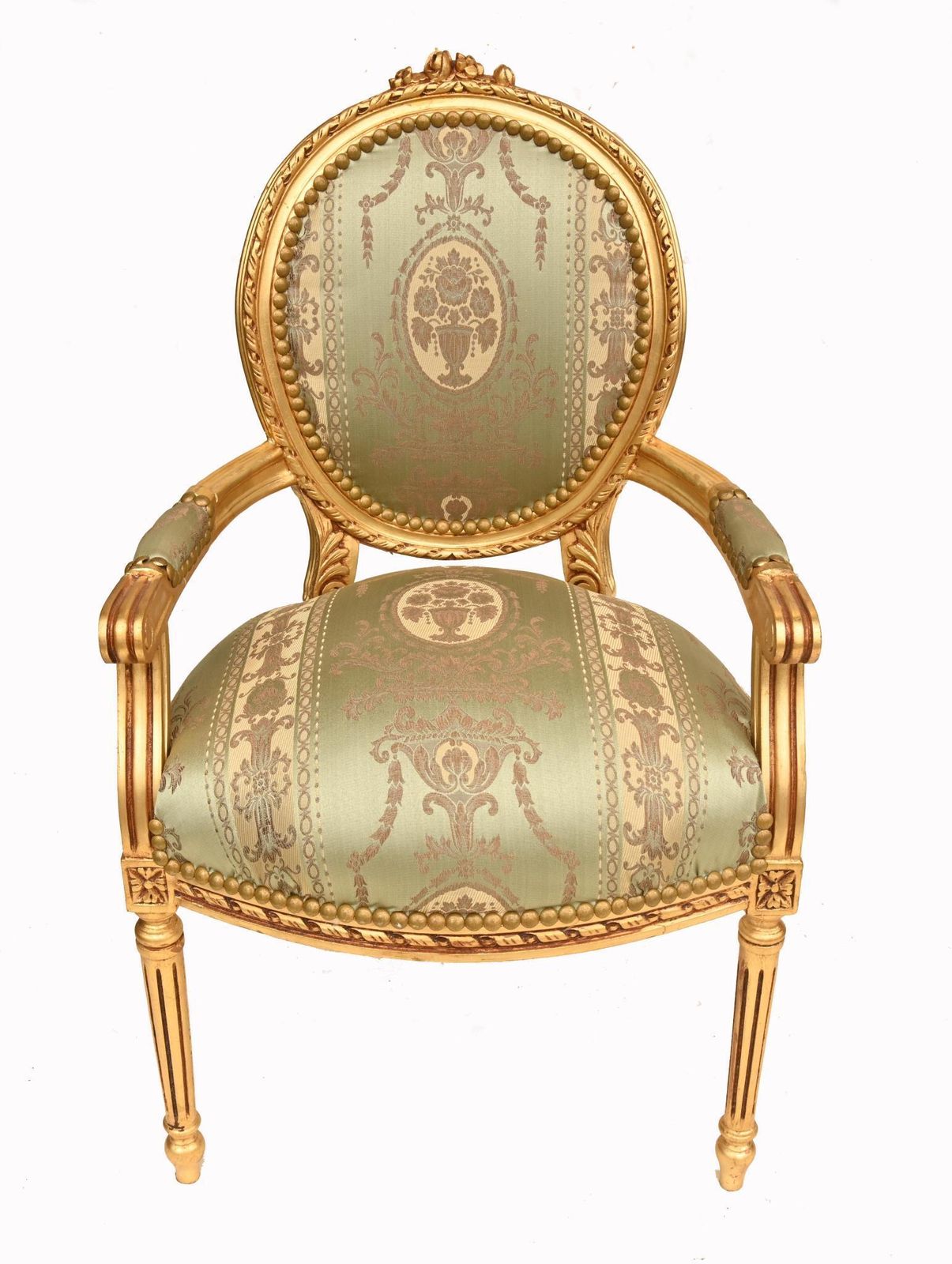 Pair French Giltwood Salon Armchairs Louis XVI Style photo furniture