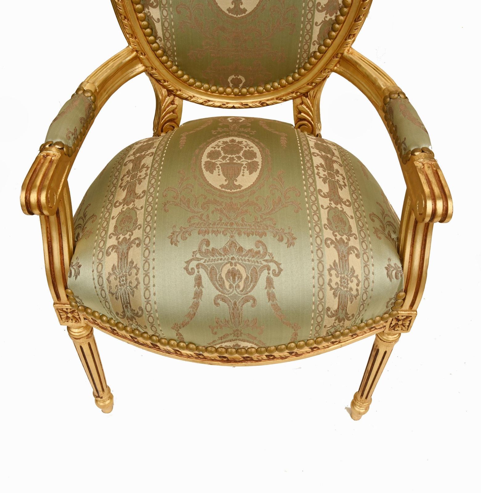 Pair French Giltwood Salon Armchairs Louis XVI Style photo 995.0