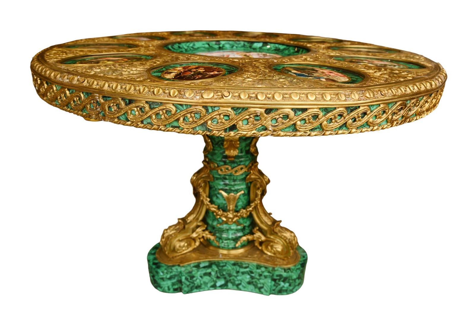 photo vinterior Napoleon III Malachite Centre Table Painted Plaques French Revival