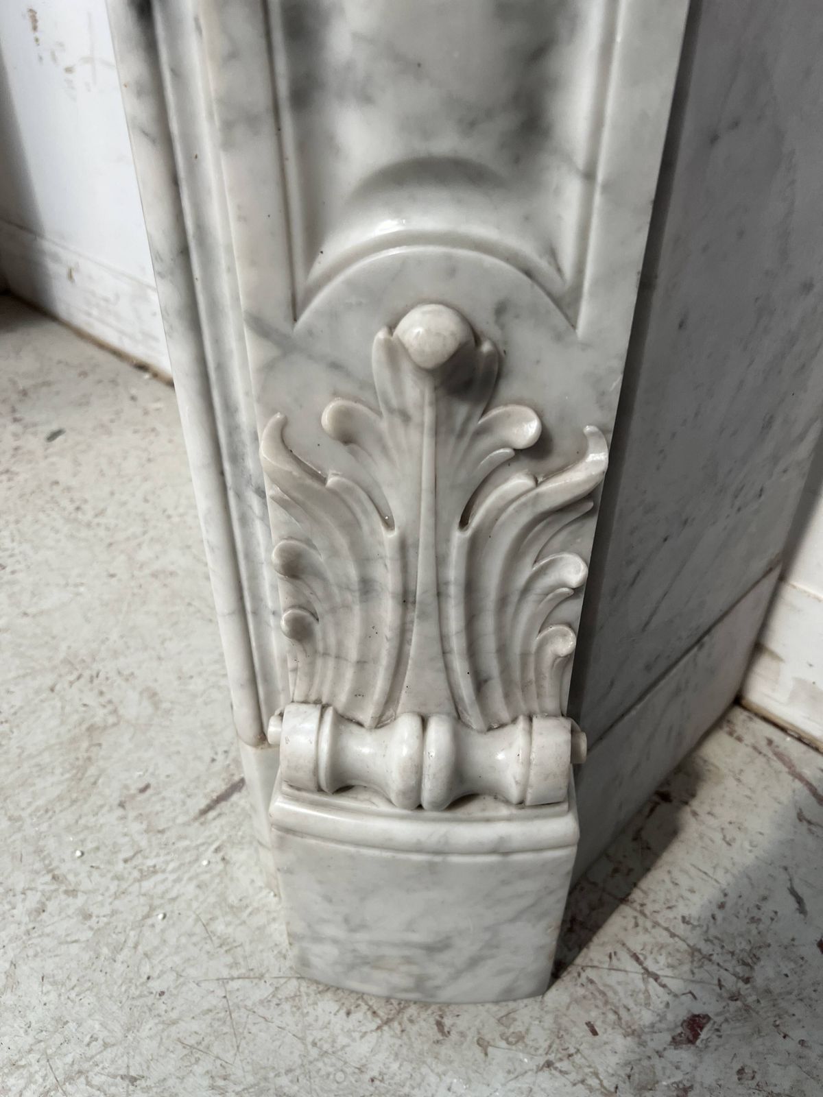 Louis XV Style White Carrara Marble Fireplace, 19th Century. photo buy