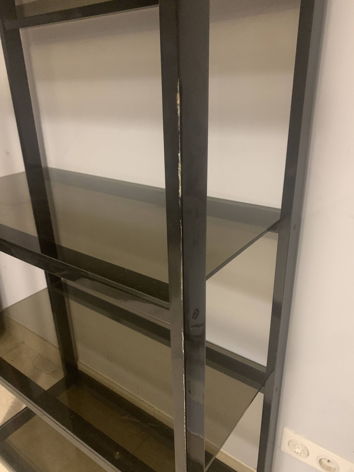 Chrome Metal And Opaque Glass Shelf 20th Century photo Furniture