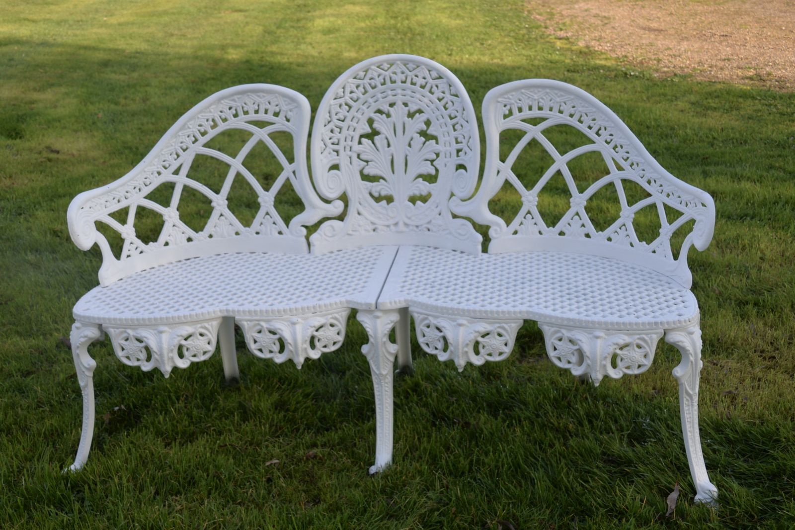Vintage Cast Aluminium Double Backed Garden Bench