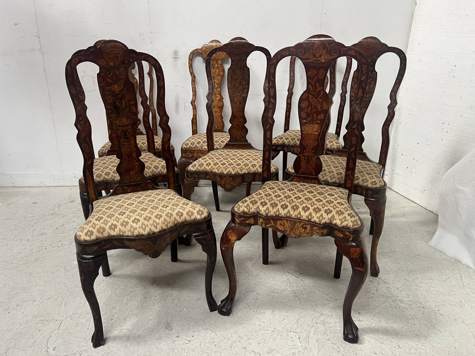 Set Of Eight Dutch Marquetry Chairs From The 19th Century. photo furniture