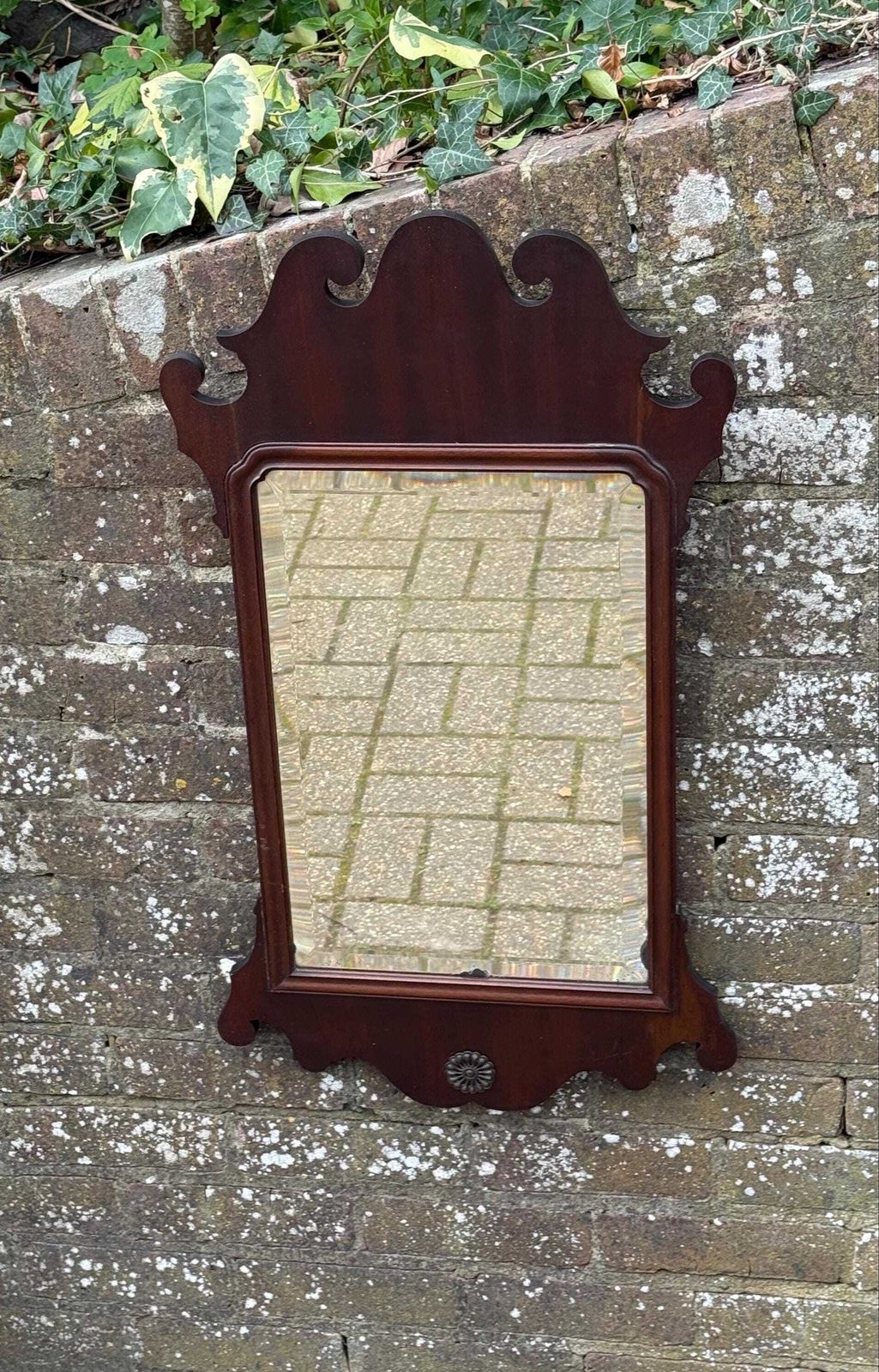 Vintage Mahogany Chippendale Style Wall Mirror Georgian Revival Late Victorian Decor