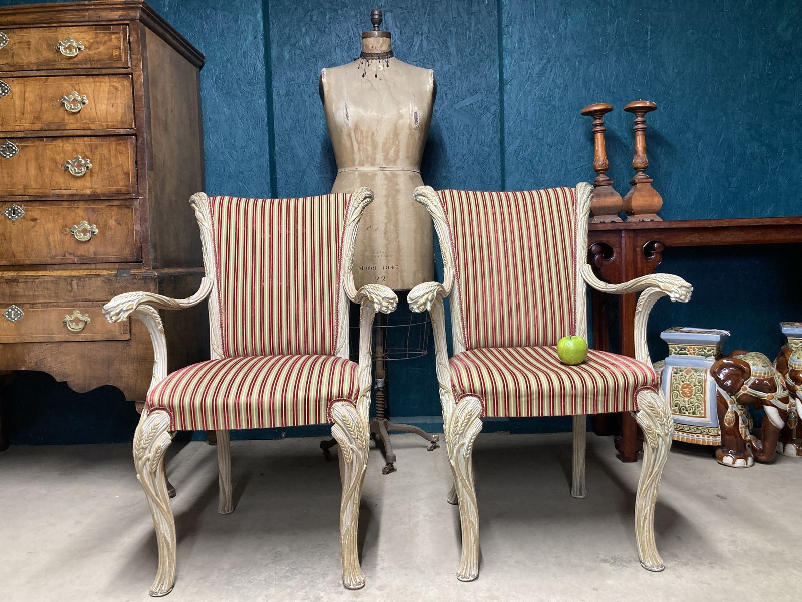 A Fine Pair Of Vintage Carved Wood Effect Armchairs photo furniture