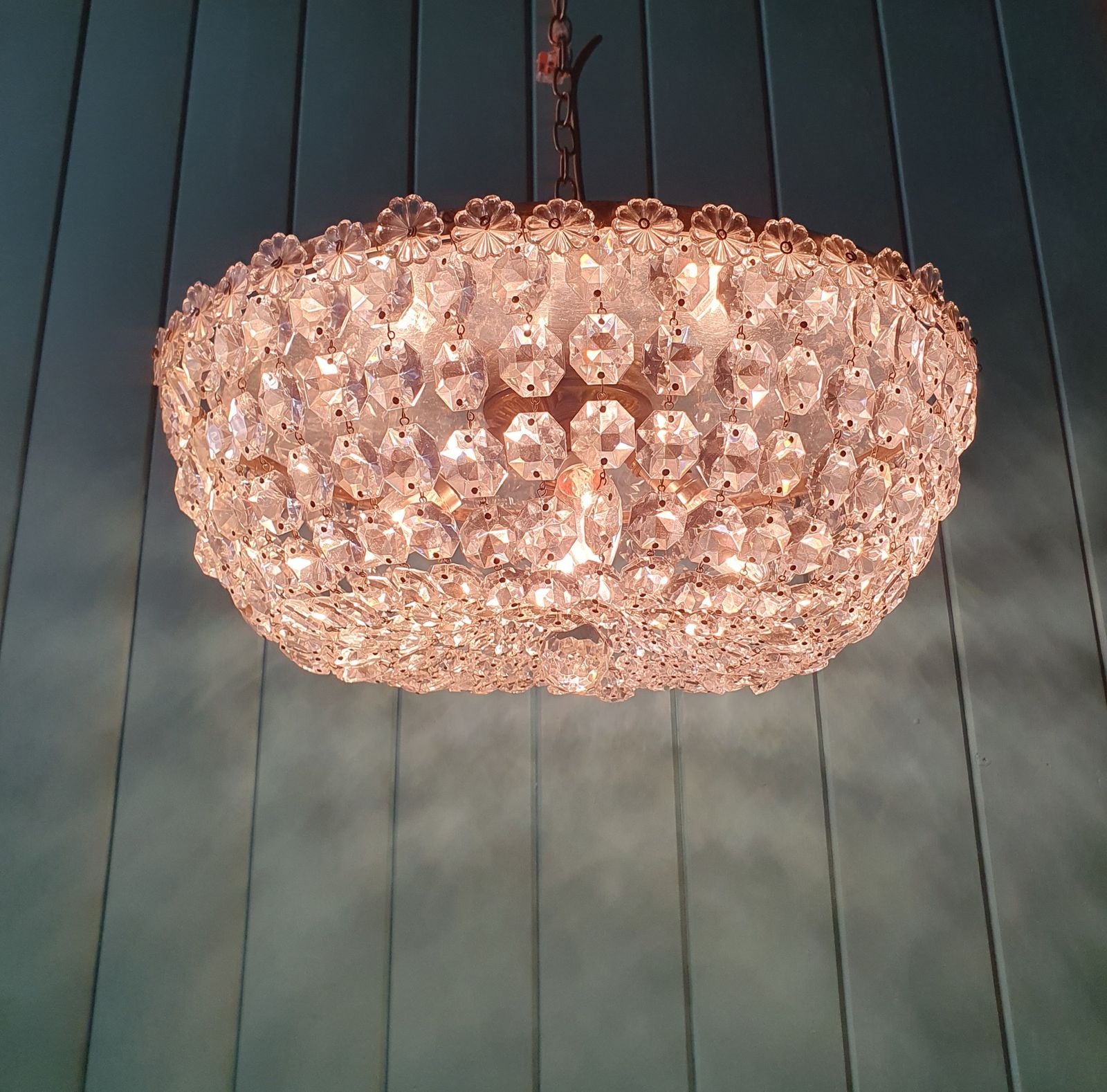 Cut Glass Crystal Antique Bag Chandelier 18" photo furniture
