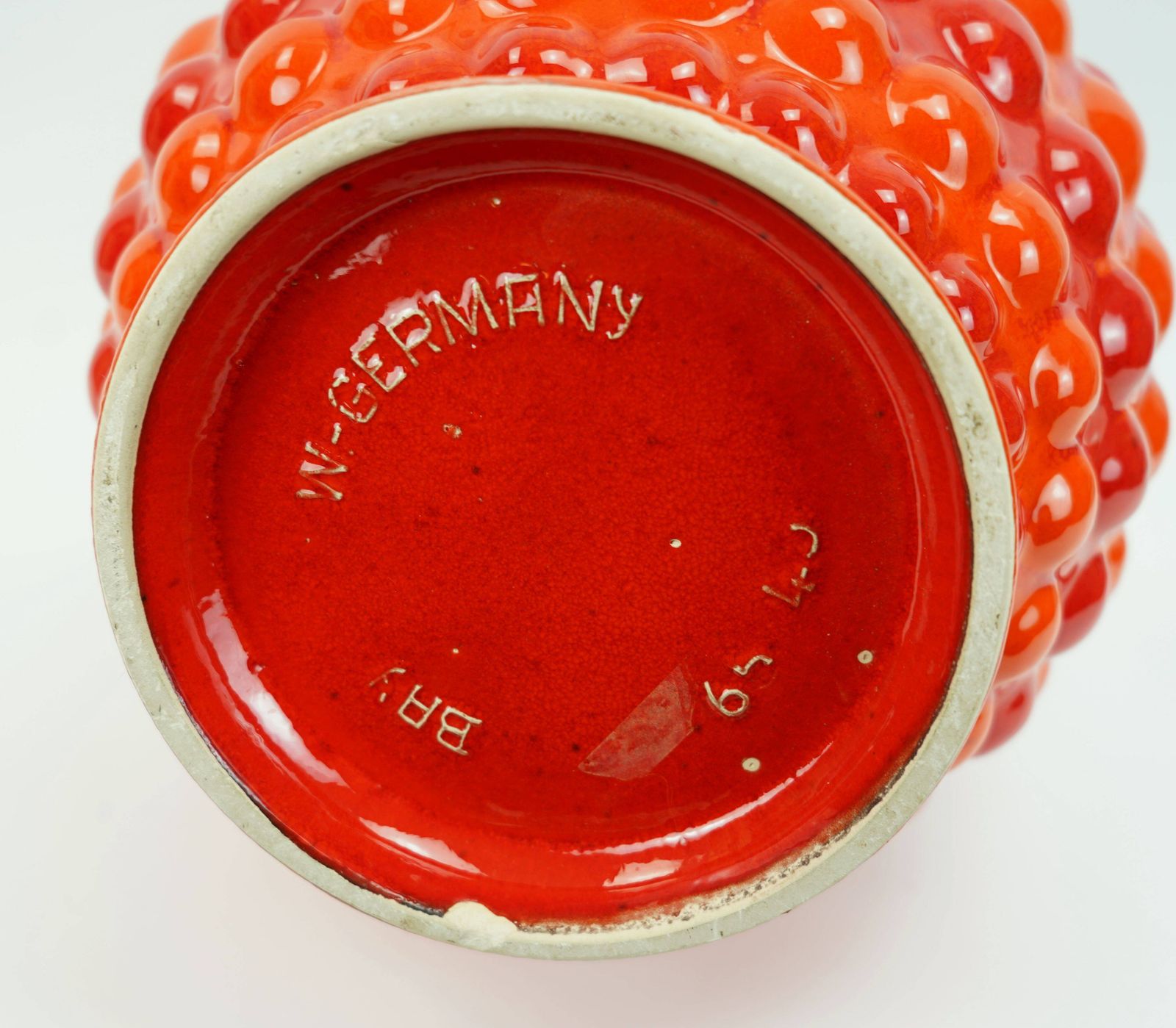 Home Decor 1960s Bay Ceramic Floor Vase, Red And Orange Bubble Decoration, Model 65 45 photo