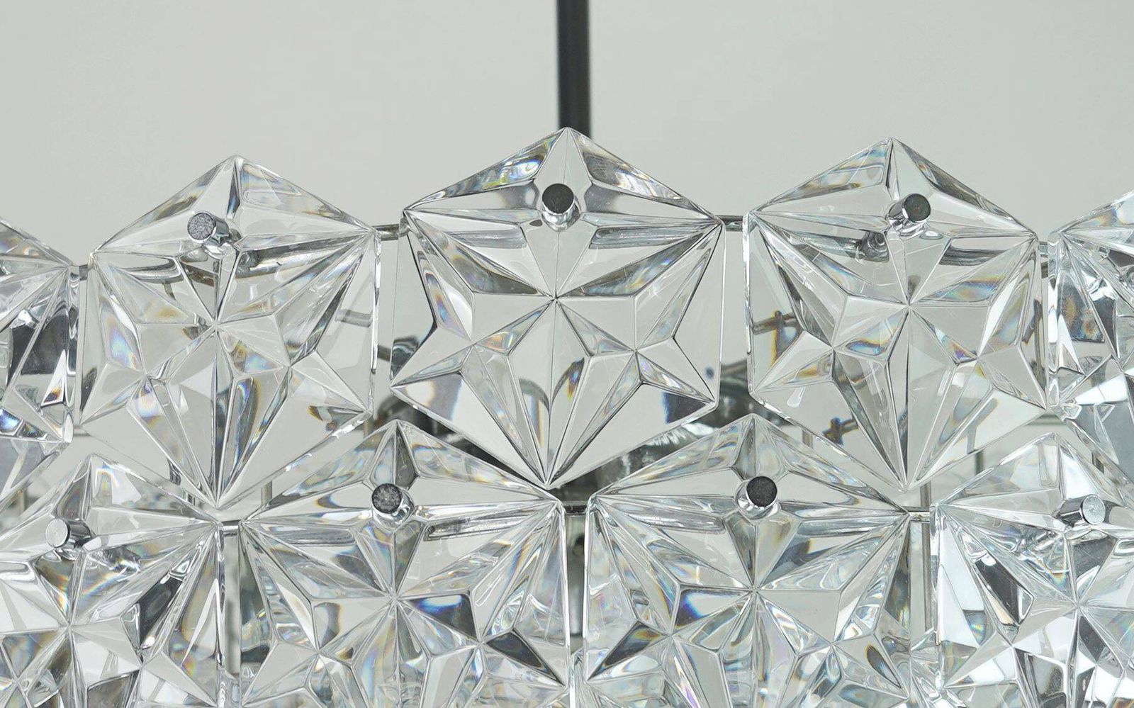 photo for sale Kinkeldey Chandelier In Glass And Chrome With 66 Prisms, 1960s