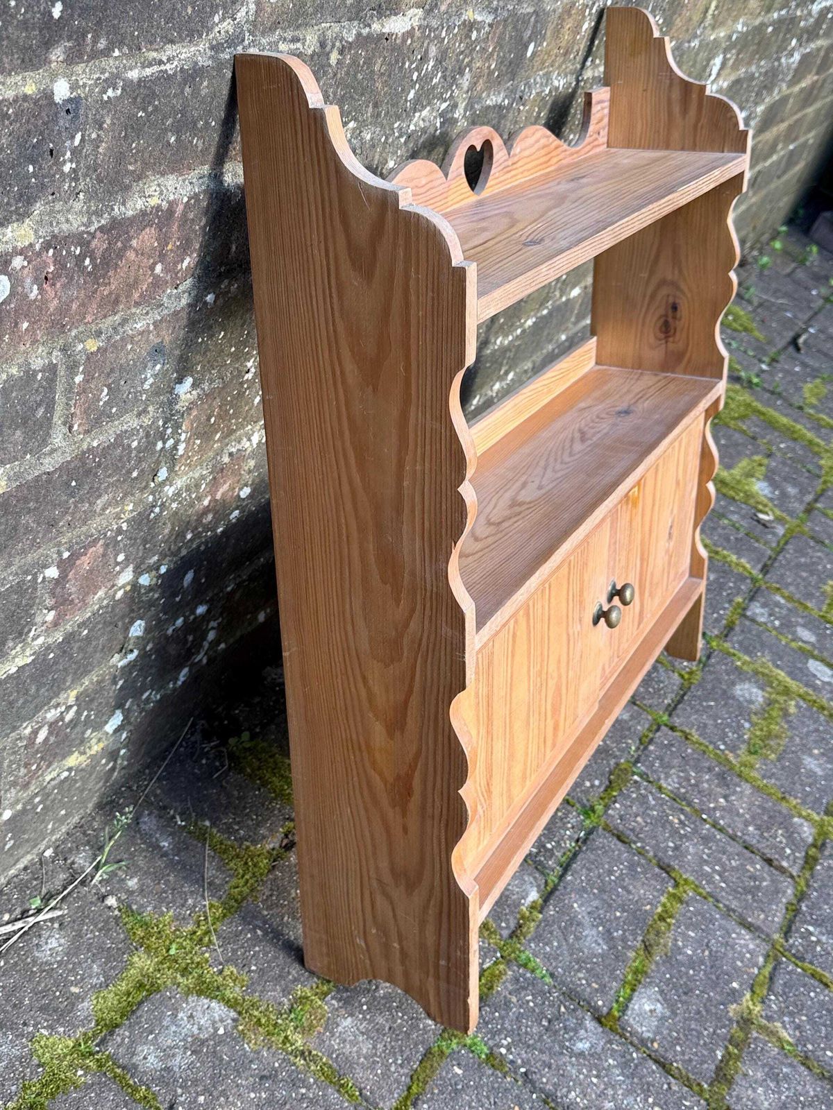 Handmade Rustic Original Pine Wall Shelf And Cupboard – Late 20th Century Country Style (Circa 1970s–1980s), Made In England photo 210.0
