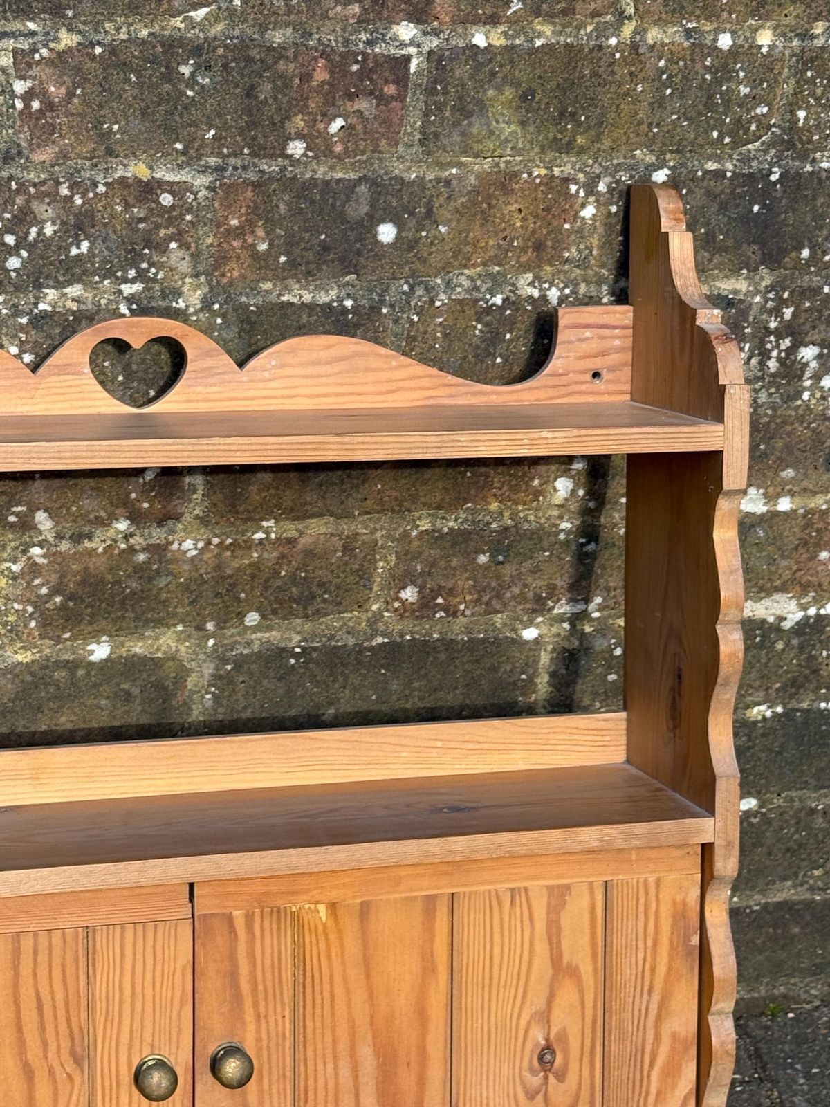 Handmade Rustic Original Pine Wall Shelf And Cupboard – Late 20th Century Country Style (Circa 1970s–1980s), Made In England photo vintage