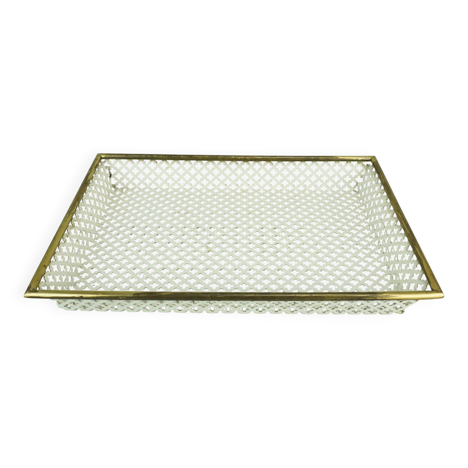 Vintage Tray, Perforated Metal And Brass, Attr. To Mathieu Matégot 50s