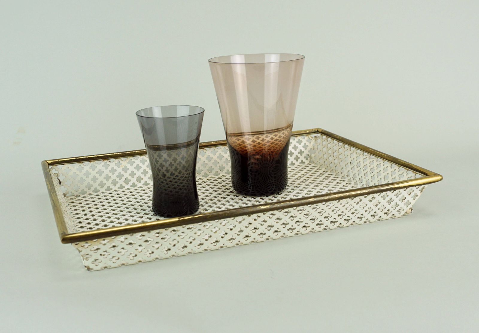 photo buy Vintage Tray, Perforated Metal And Brass, Attr. To Mathieu Matégot 50s