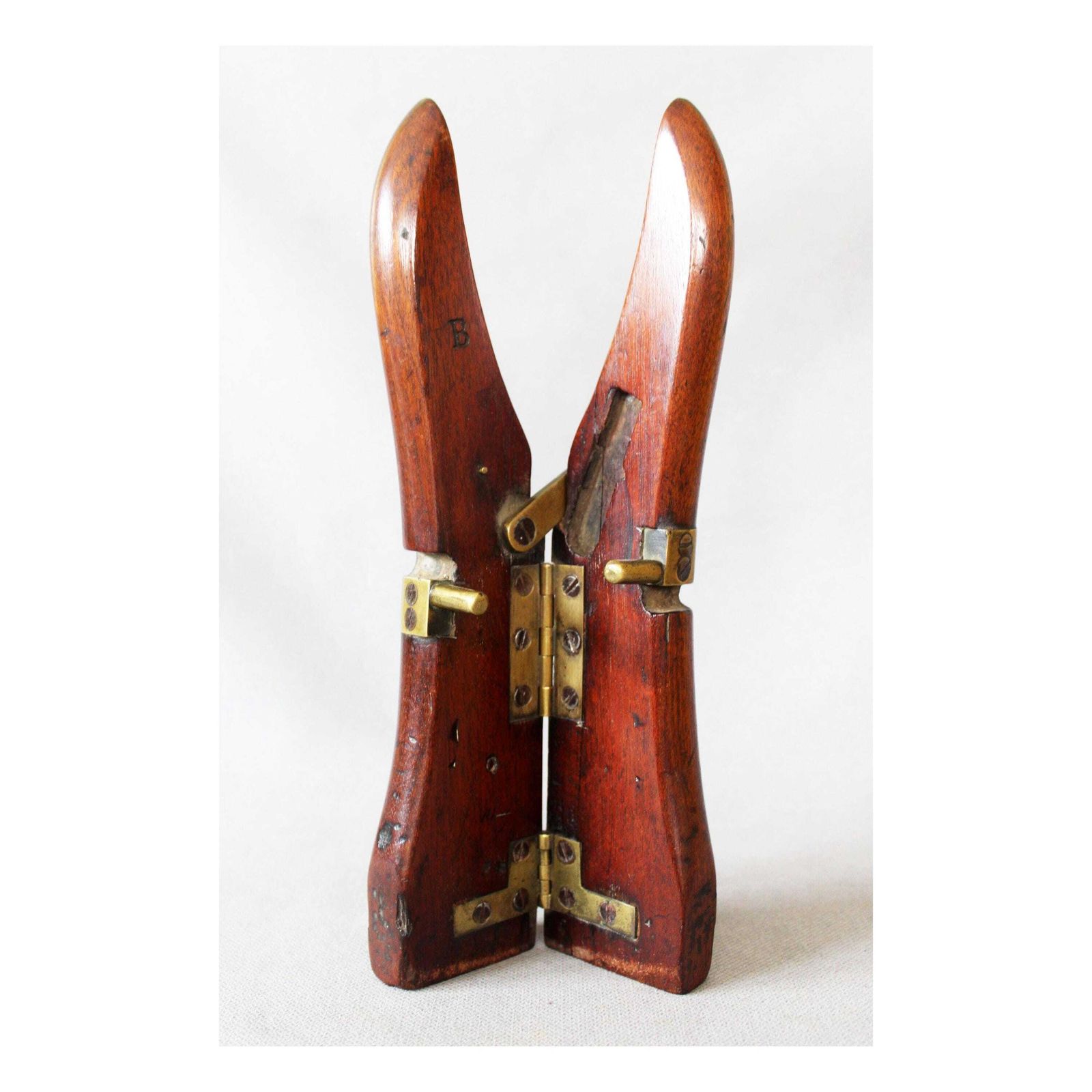 Antique Wood And Brass Boot Jack, Folding, Travelling, Gentleman British England, Country Farmhouse, Collector, Boot Puller