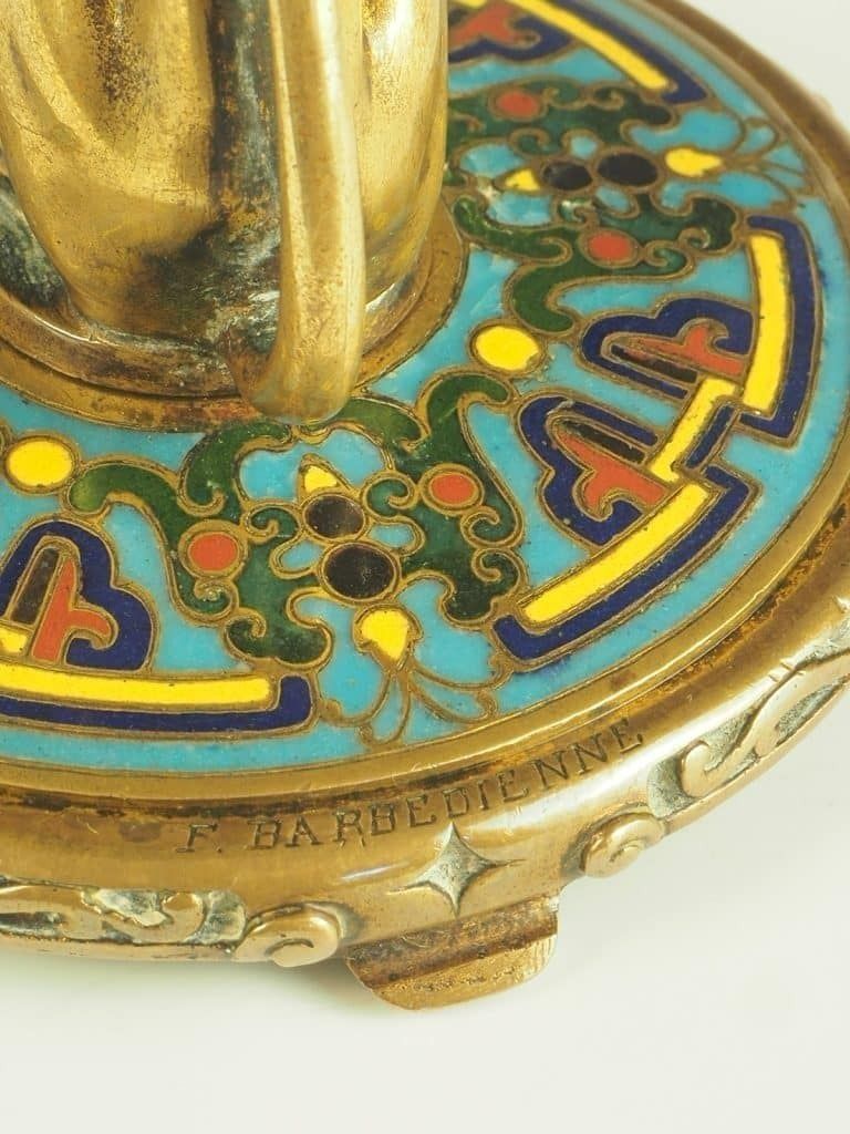 photo for sale 19th Century Ferdinand Barbedienne Gilt Bronze And Cloisonné Enamel Tazza Dish