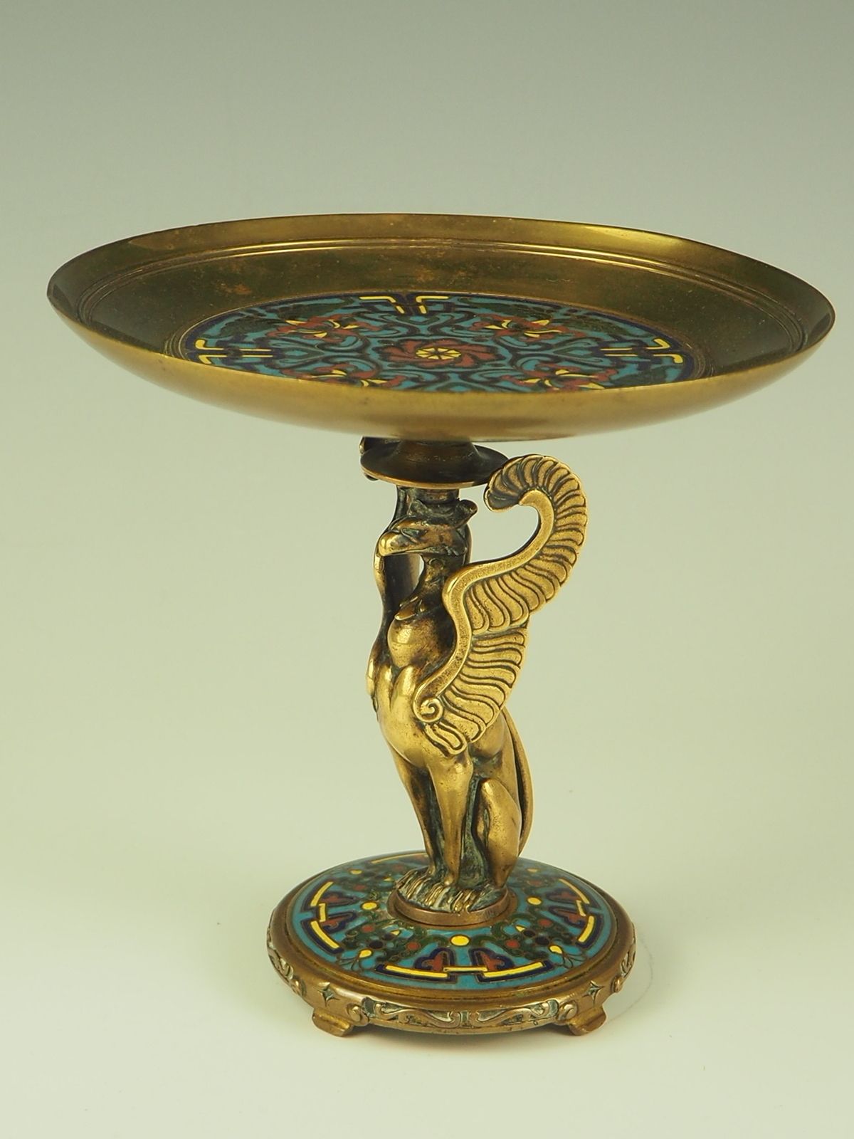 19th Century Ferdinand Barbedienne Gilt Bronze And Cloisonné Enamel Tazza Dish