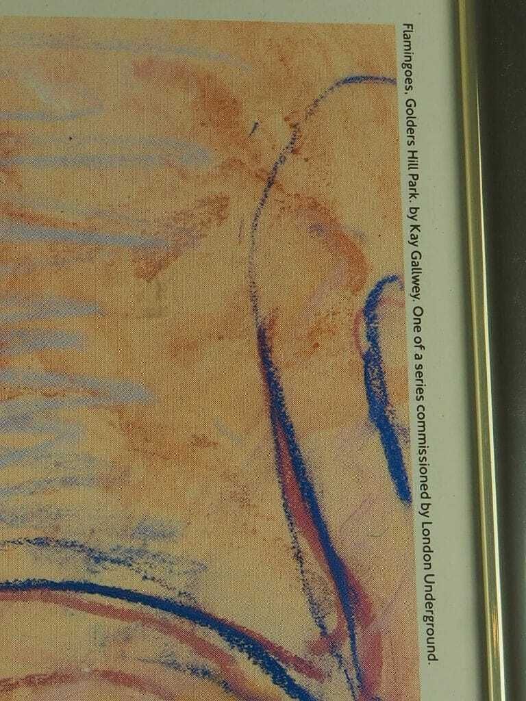 photo furniture Framed Original Vintage London Underground Poster Flamingoes By Tube Golders Hill Park