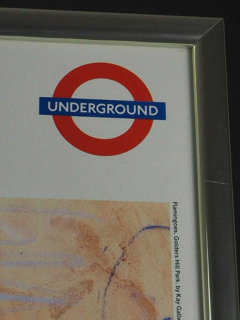 photo for sale Framed Original Vintage London Underground Poster Flamingoes By Tube Golders Hill Park