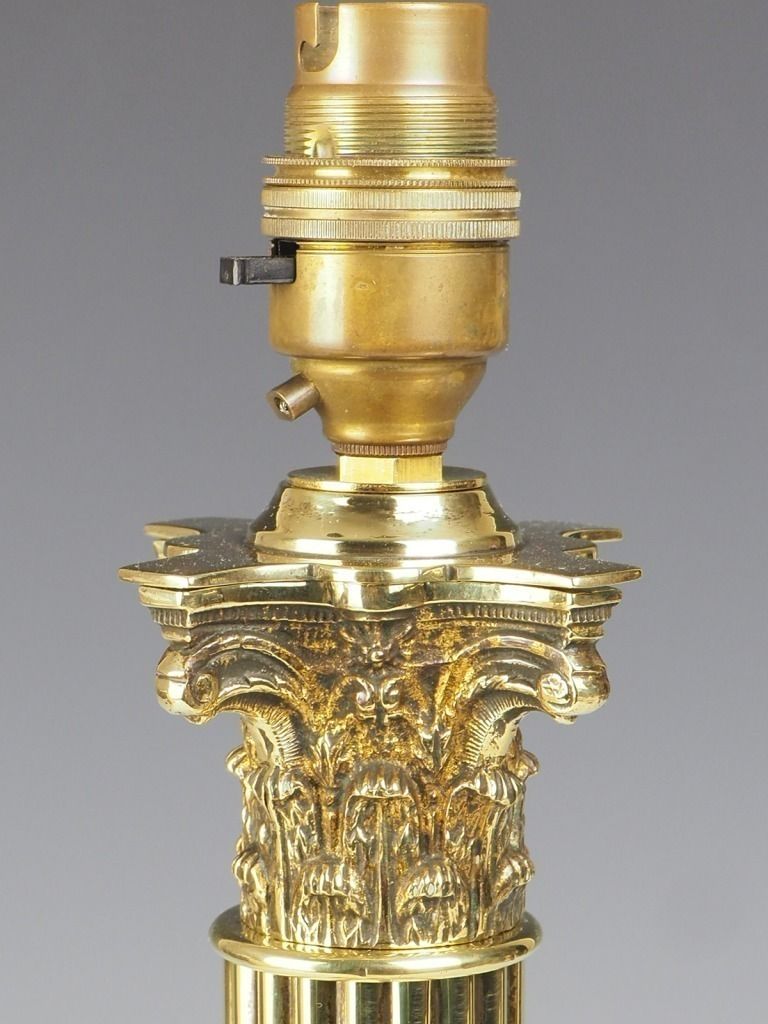 19th Century Brass Corinthian Table Lamp photo Lighting